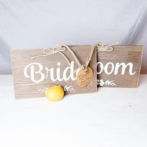Wooden + Rustic Bride & Groom Chair Signs